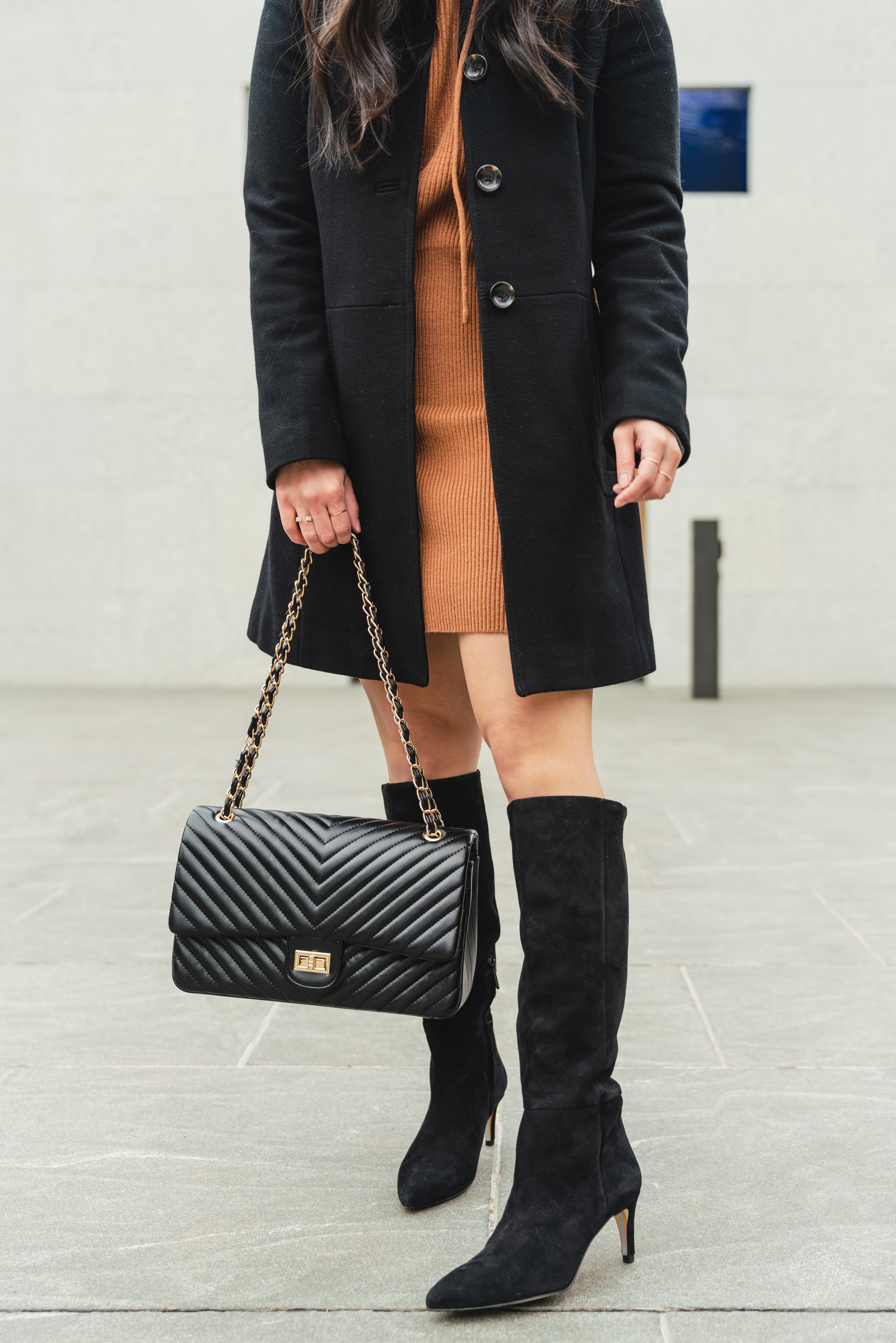 Hoodie dress and boots top